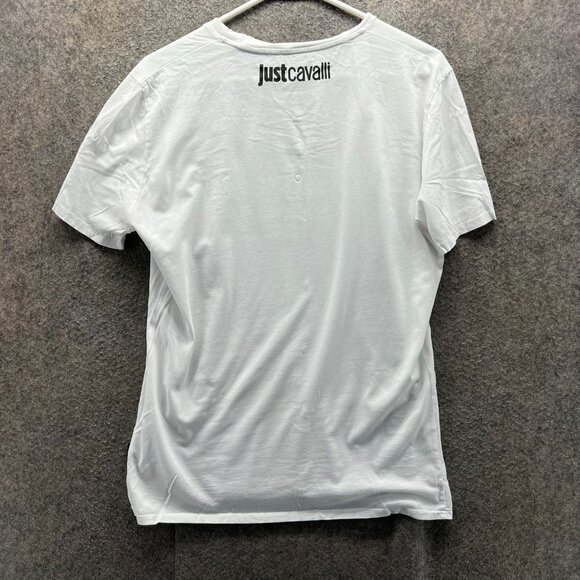 Just Cavalli Graphic Shirt Mens Medium White Black Tiger Print Designer Tee - Picture 2 of 11